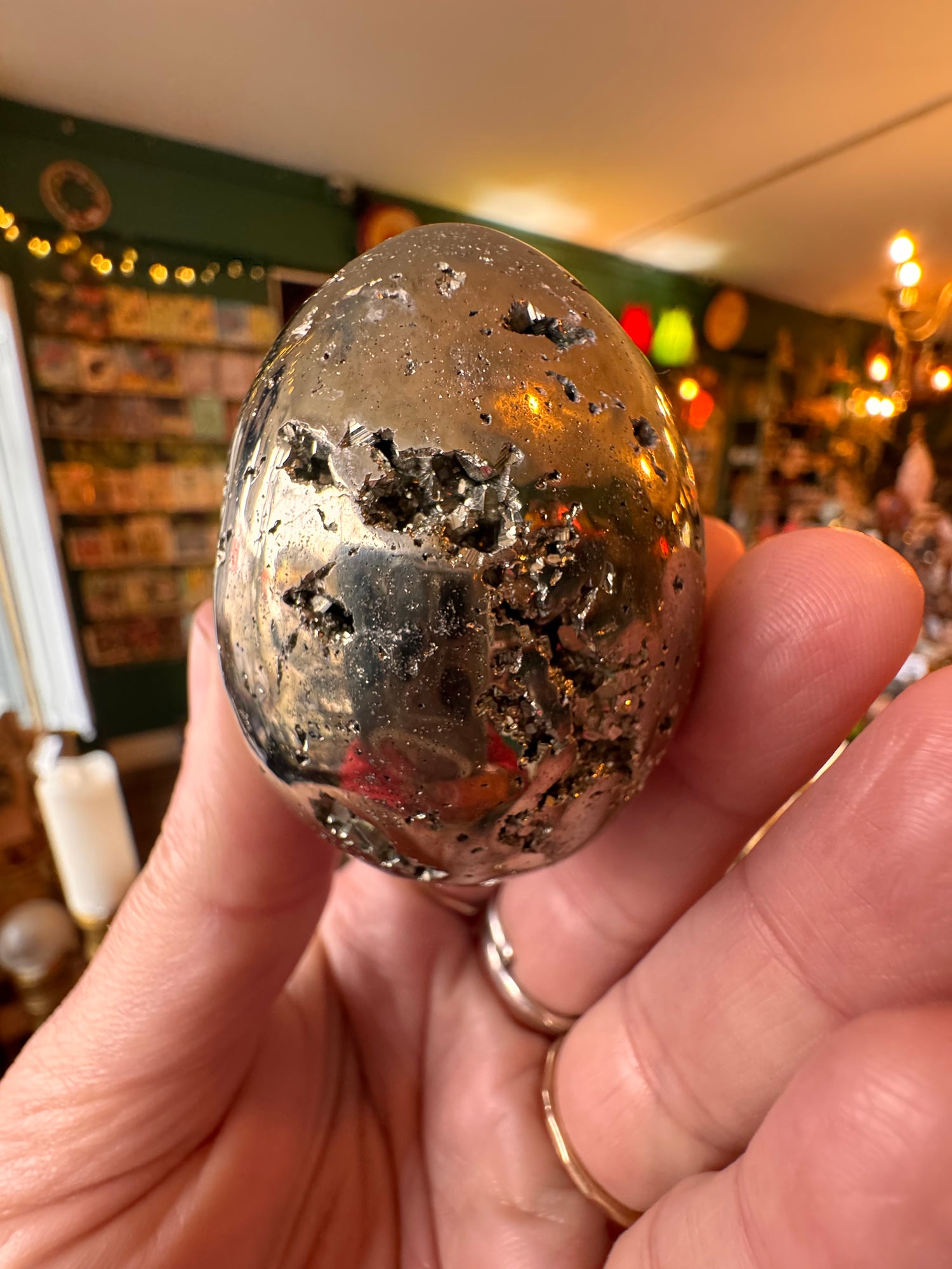 Pyrite Sparkly Egg 254 g Peru - Moon Room Shop and Wellness