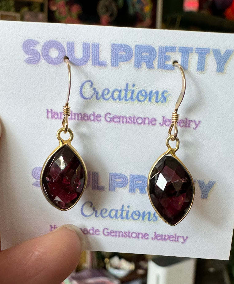 Garnet Faceted Gold Fill Earrings - Moon Room Shop and Wellness