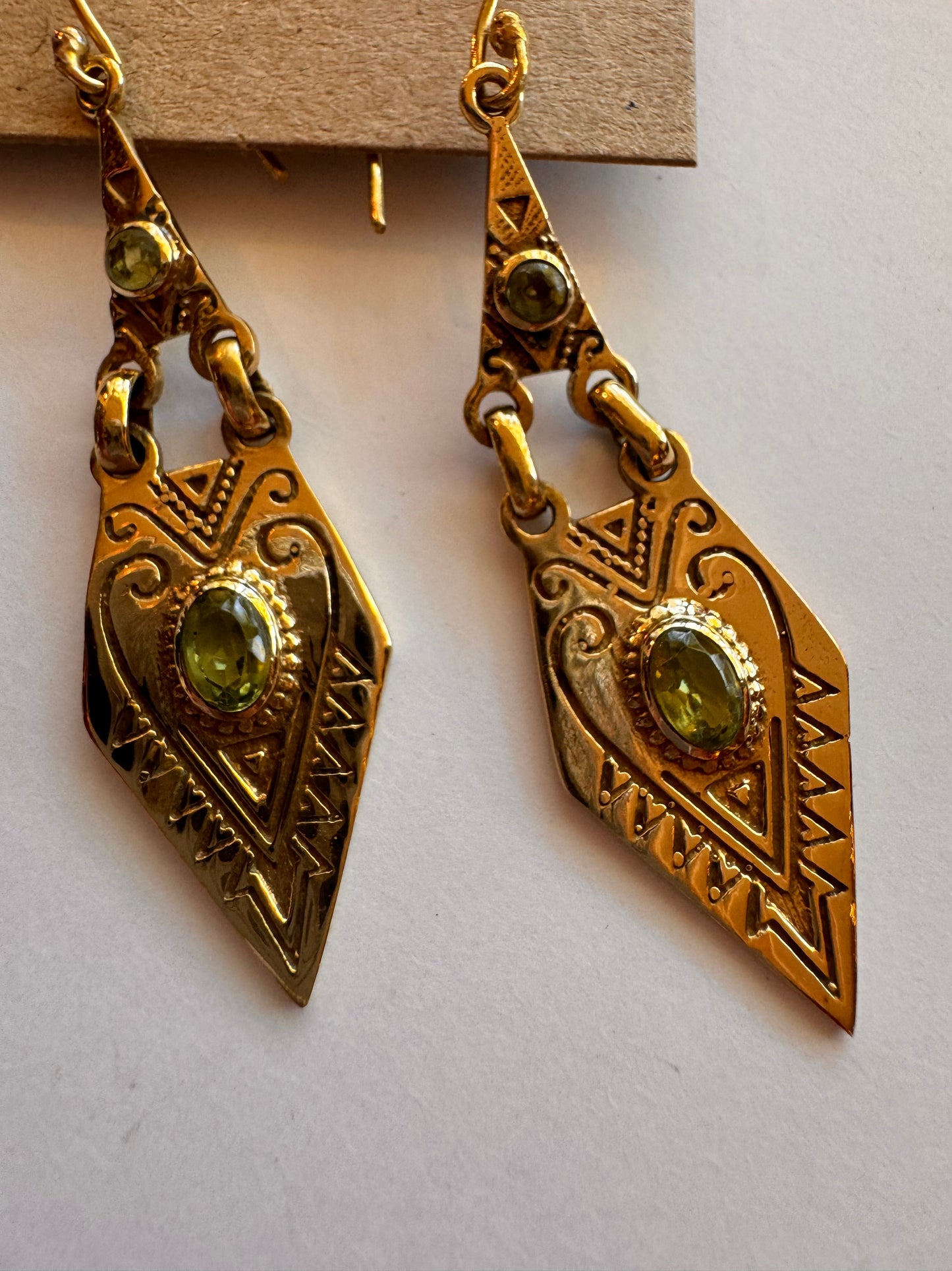 Peridot Dangle Earring in Brass