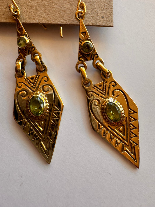 Peridot Dangle Earring in Brass