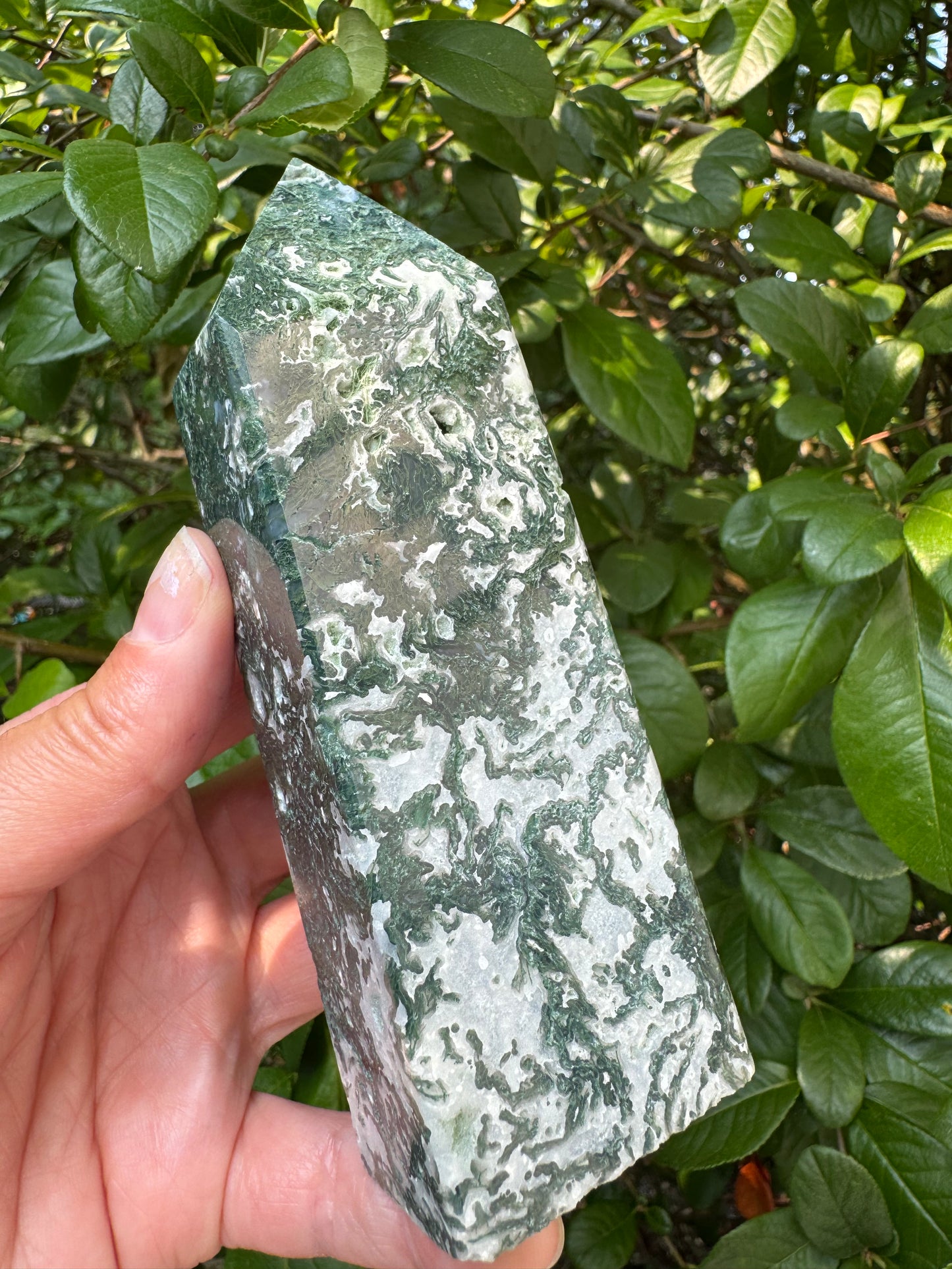 Moss Agate Tower 310 g - Moon Room Shop and Wellness