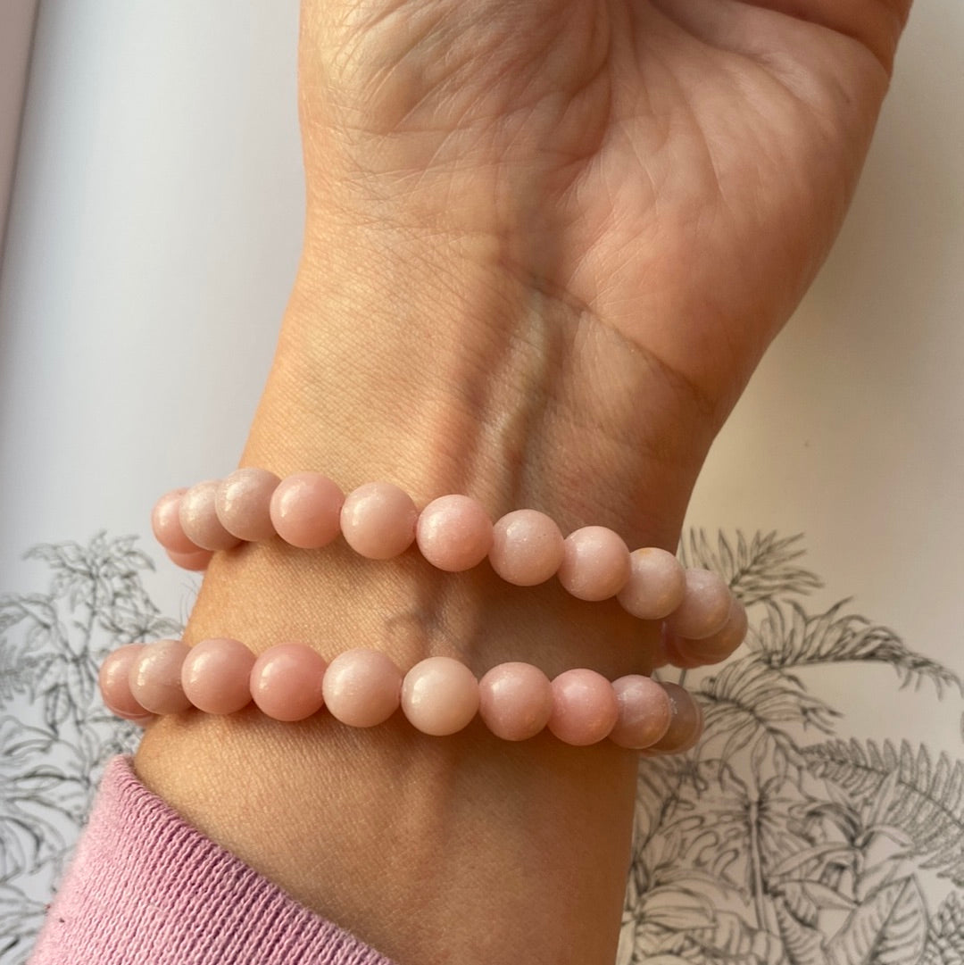 Pink Opal Stretch Bracelet 8 mm - Moon Room Shop and Wellness