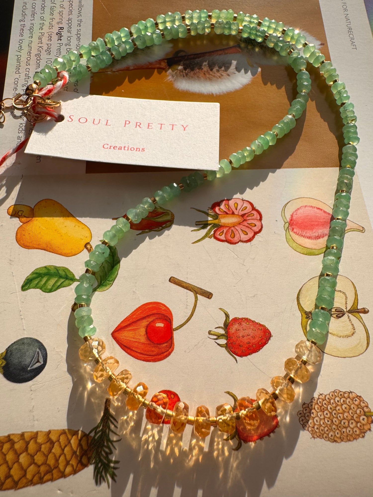 Soul Pretty Citrine + Chrysoprase  Faceted Gold Fill Handmade Necklace - Moon Room Shop and Wellness