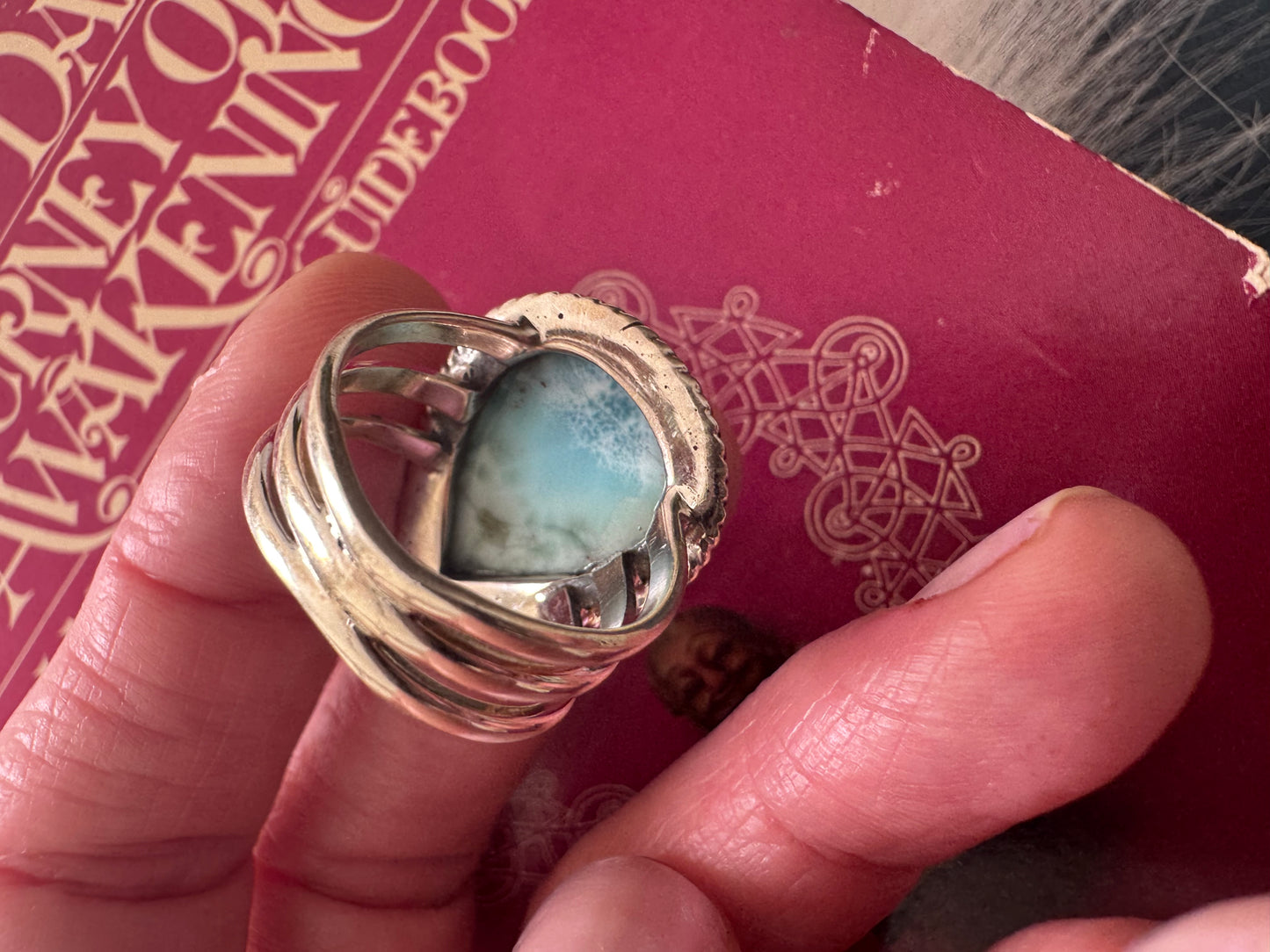 Larimar 925 Sterling Silver Ring Size 7.75 - Moon Room Shop and Wellness
