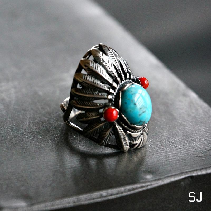 Headress Turquoise Ring- Sterling Silver - Moon Room Shop and Wellness