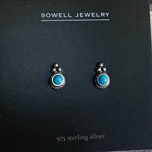 Derya Turquoise Stud Sterling Silver Earrings - Moon Room Shop and Wellness