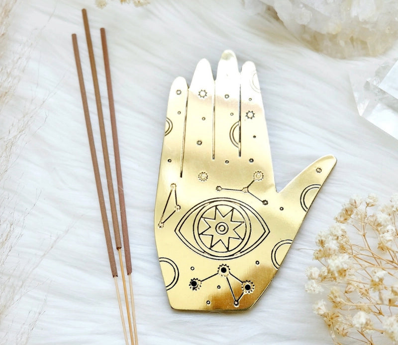 Healing Hand Brass Incense holder - Moon Room Shop and Wellness