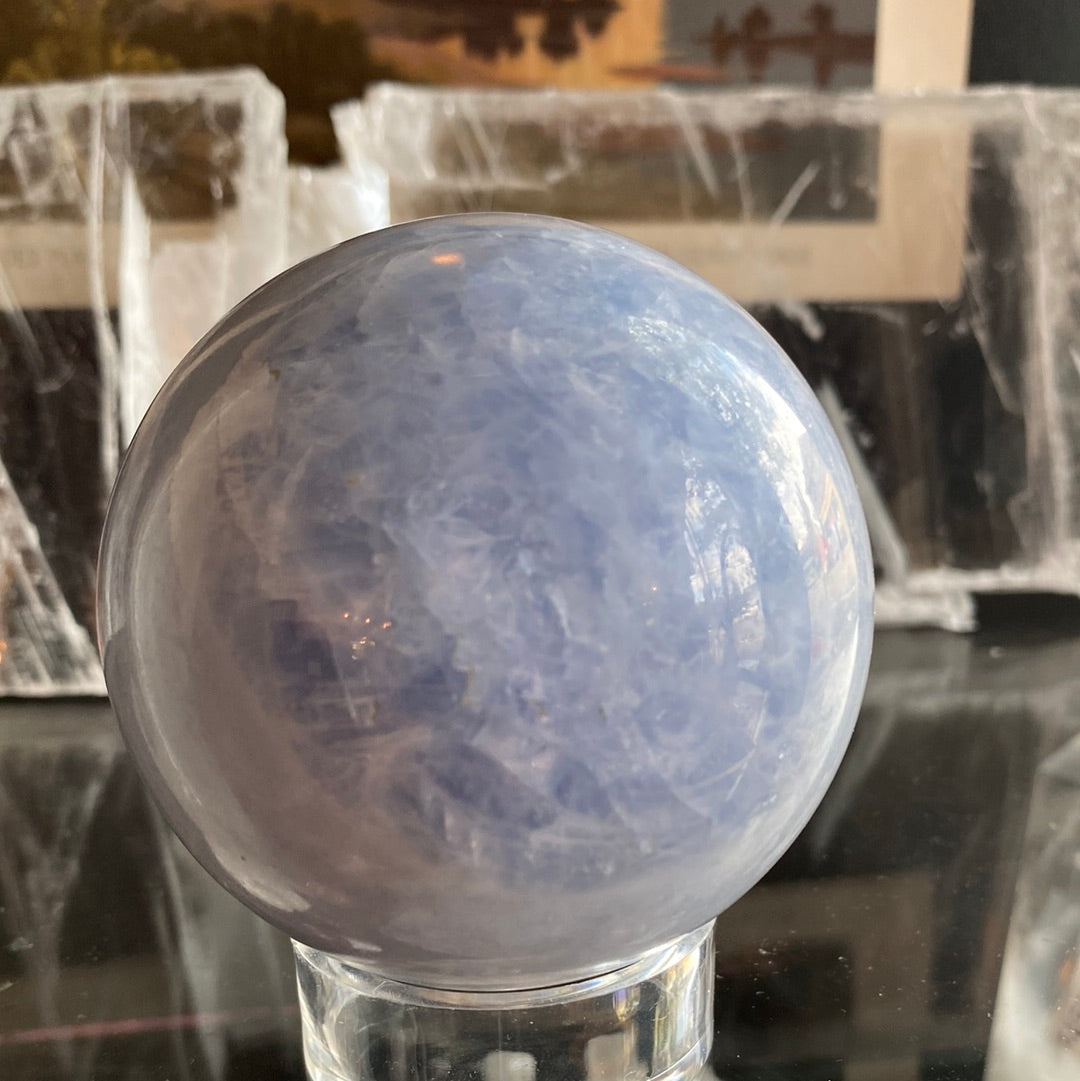 Blue Calcite Sphere 612 grams - Moon Room Shop and Wellness