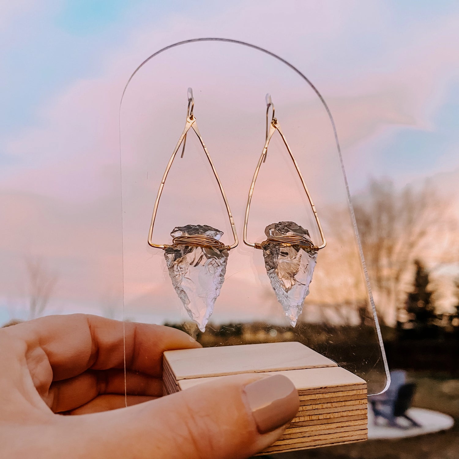 Nala Quartz Crystal Arrowhead Earrings- 14kt gold Fill - Moon Room Shop and Wellness