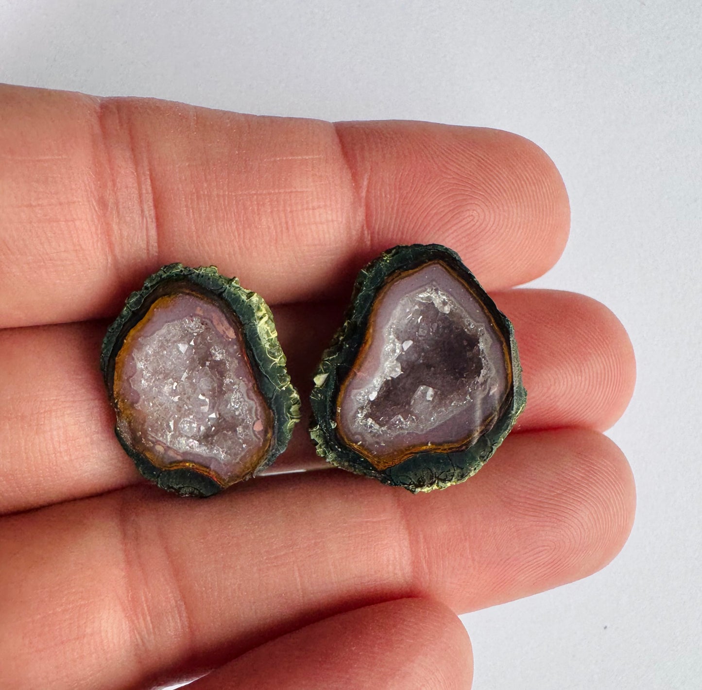 Tabasco Geode Pair 0.3 oz Mexico  .75" x .50" - Moon Room Shop and Wellness