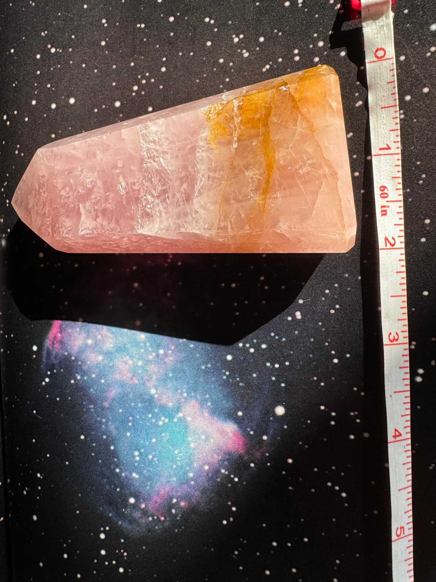 Rose Quartz w/ Golden Healer Tower 184 g Brazil - Moon Room Shop and Wellness