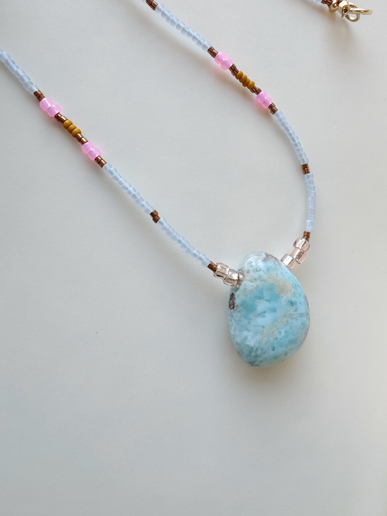 Larimar Pendant Handmade Necklace Gold Fill - Moon Room Shop and Wellness