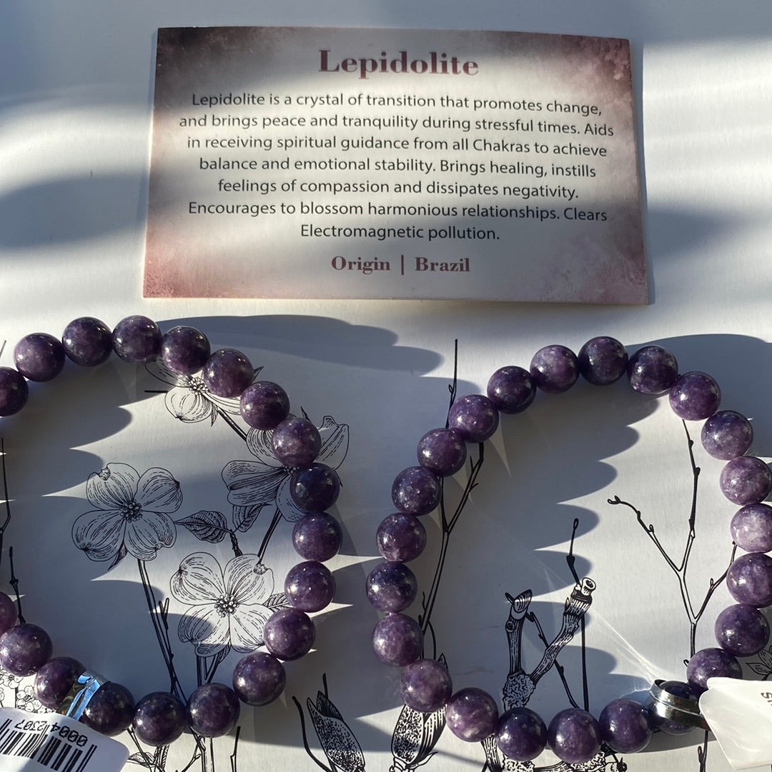 Lepidolite 8mm Stretch Bracelet - Moon Room Shop and Wellness