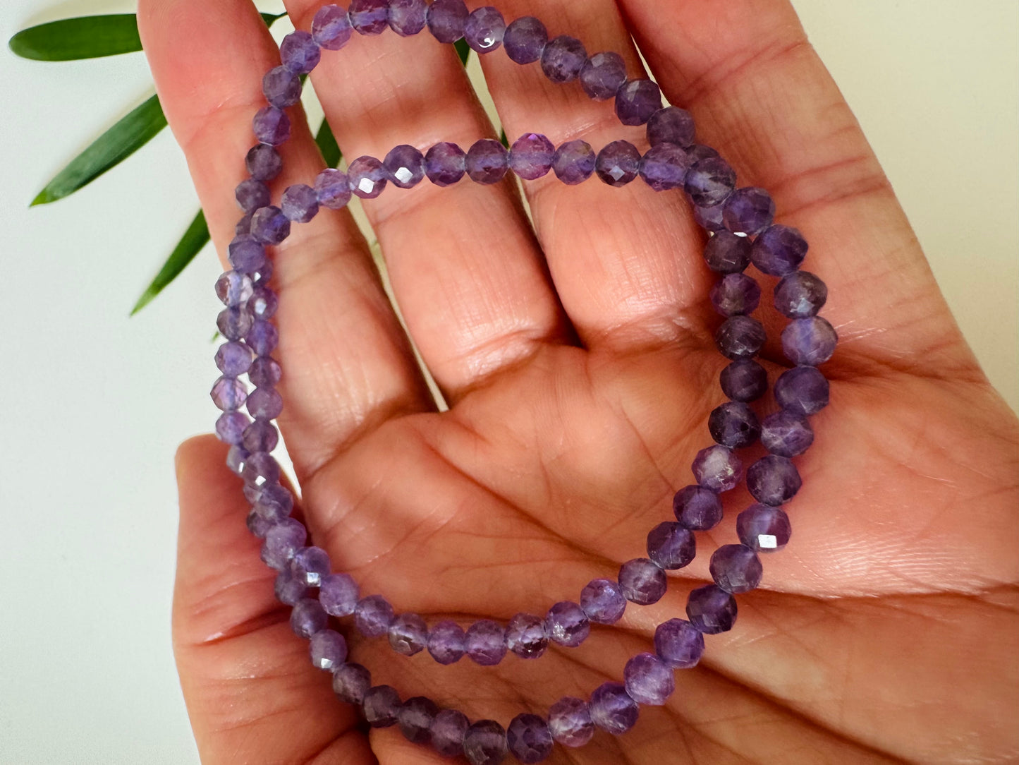 Amethyst Faceted Stretch Bracelet 4mm - Moon Room Shop and Wellness