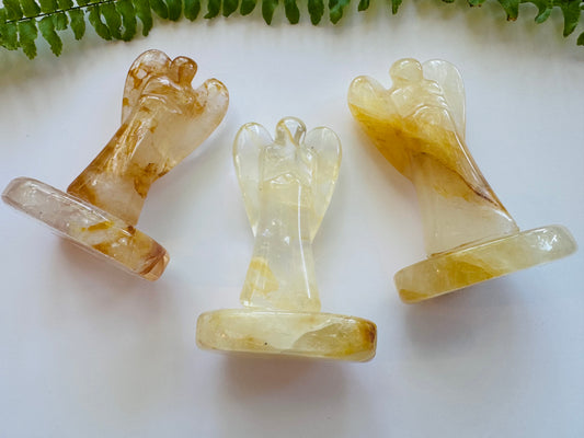 Golden Healer Quartz  Angel w Base - Brazil - 2-2.5 inch - Moon Room Shop and Wellness