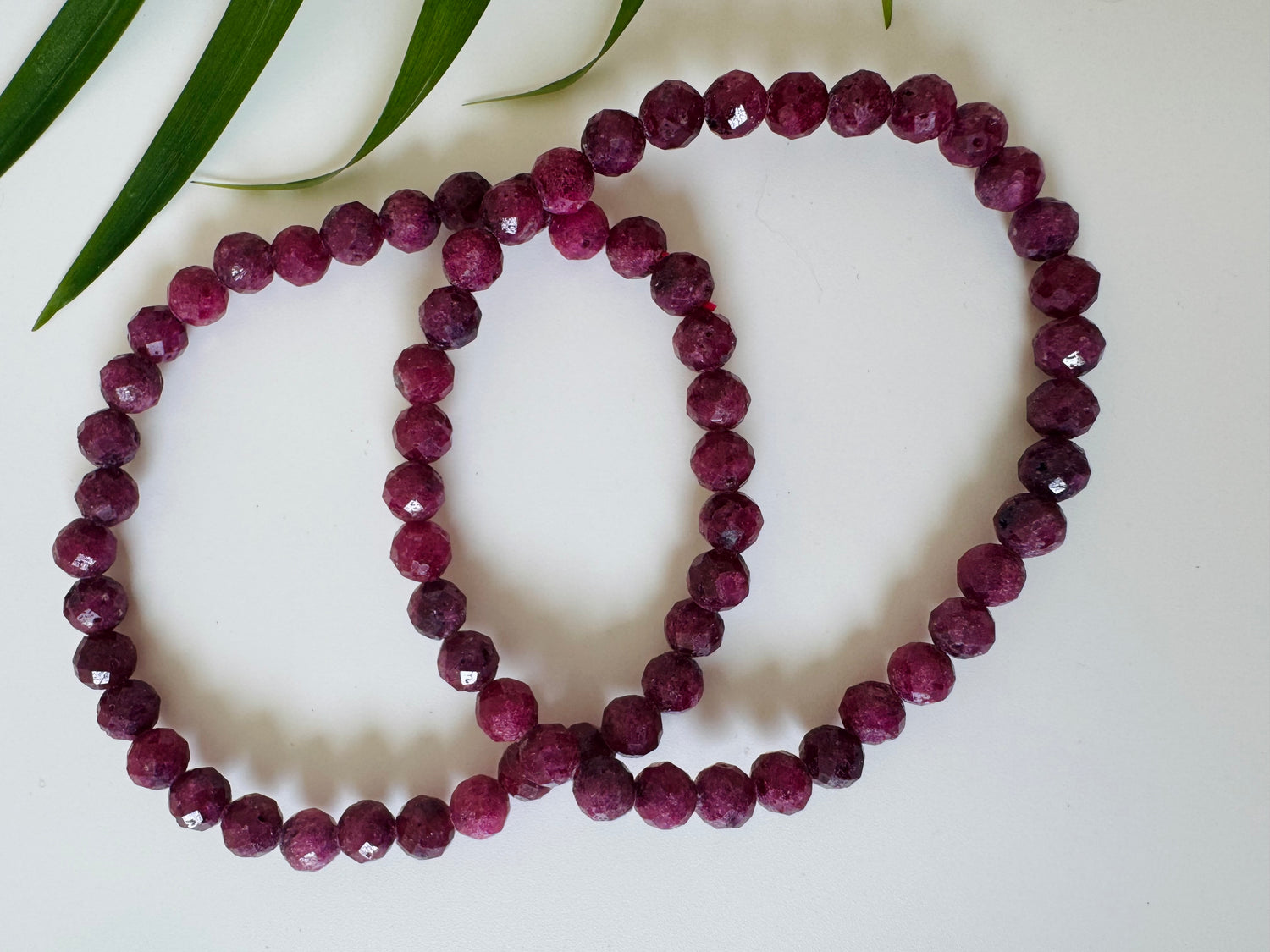 Ruby Faceted Stretch Bracelet 6mm - Moon Room Shop and Wellness