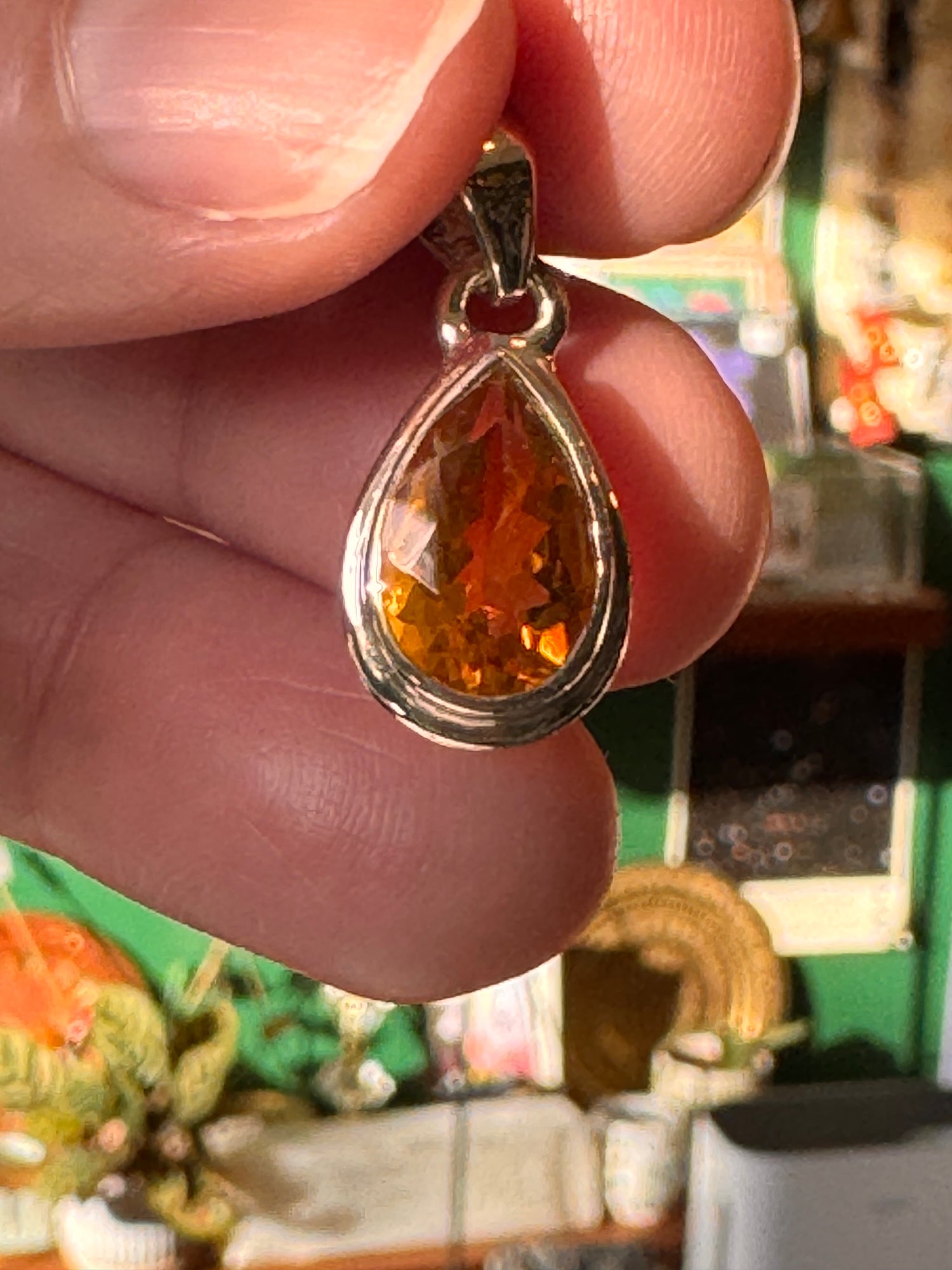 Citrine Faceted  Sterling Silver Pendant & Chain - Moon Room Shop and Wellness