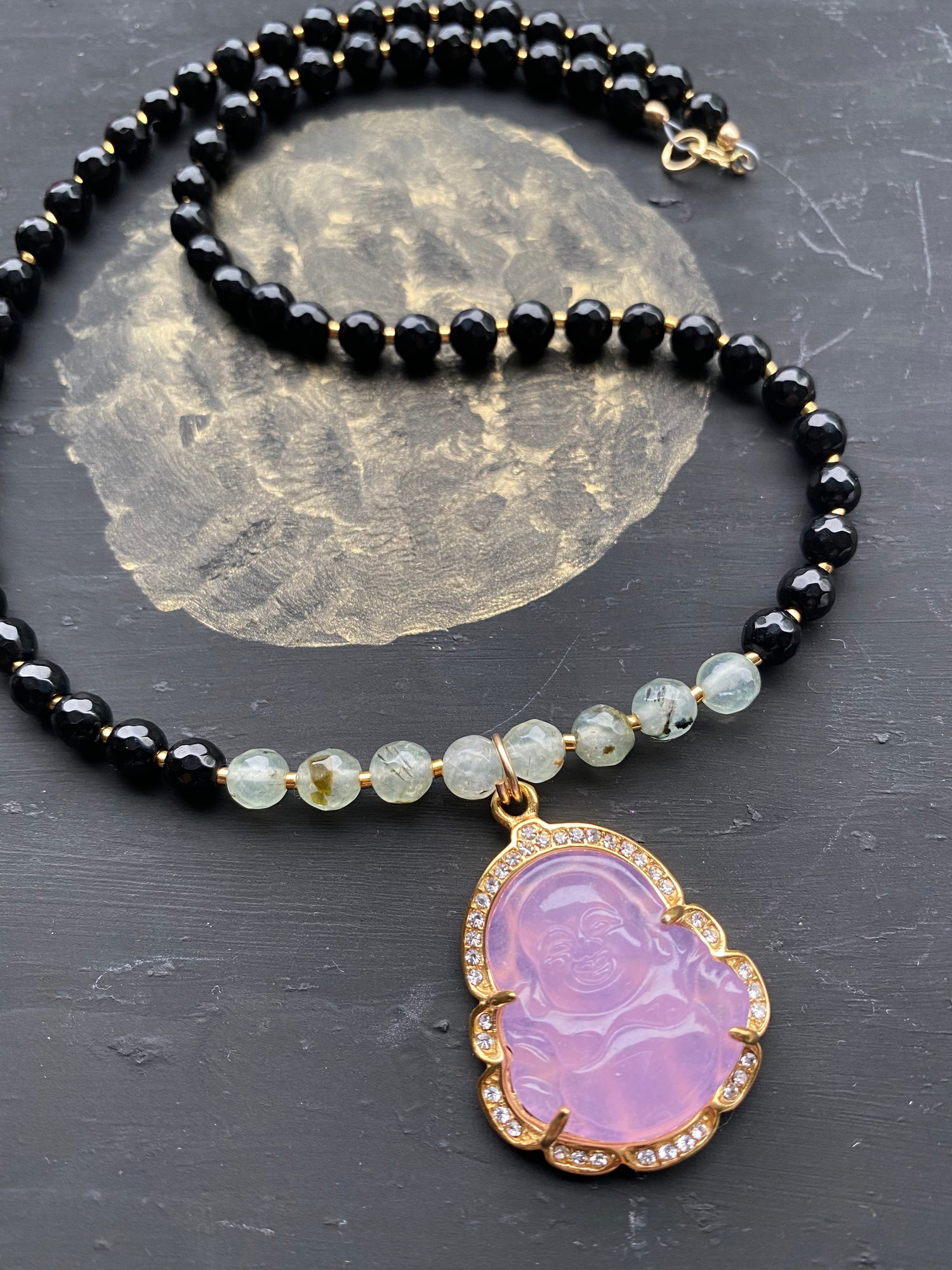 Gemstone Buddha Necklace Handmade - Moon Room Shop and Wellness