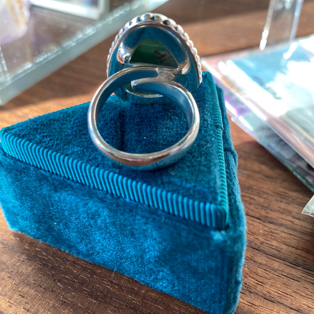 Beautiful Turquoise Sterling Silver Ring - Adjustable 5-7 - Moon Room Shop and Wellness