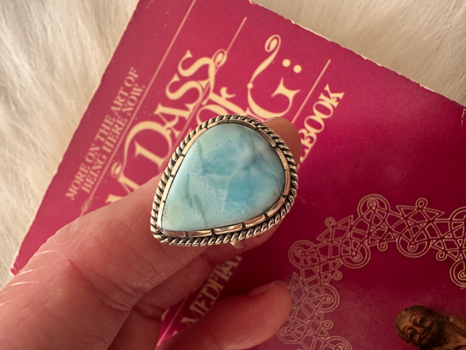 Larimar 925 Sterling Silver Ring Size 7.75 - Moon Room Shop and Wellness