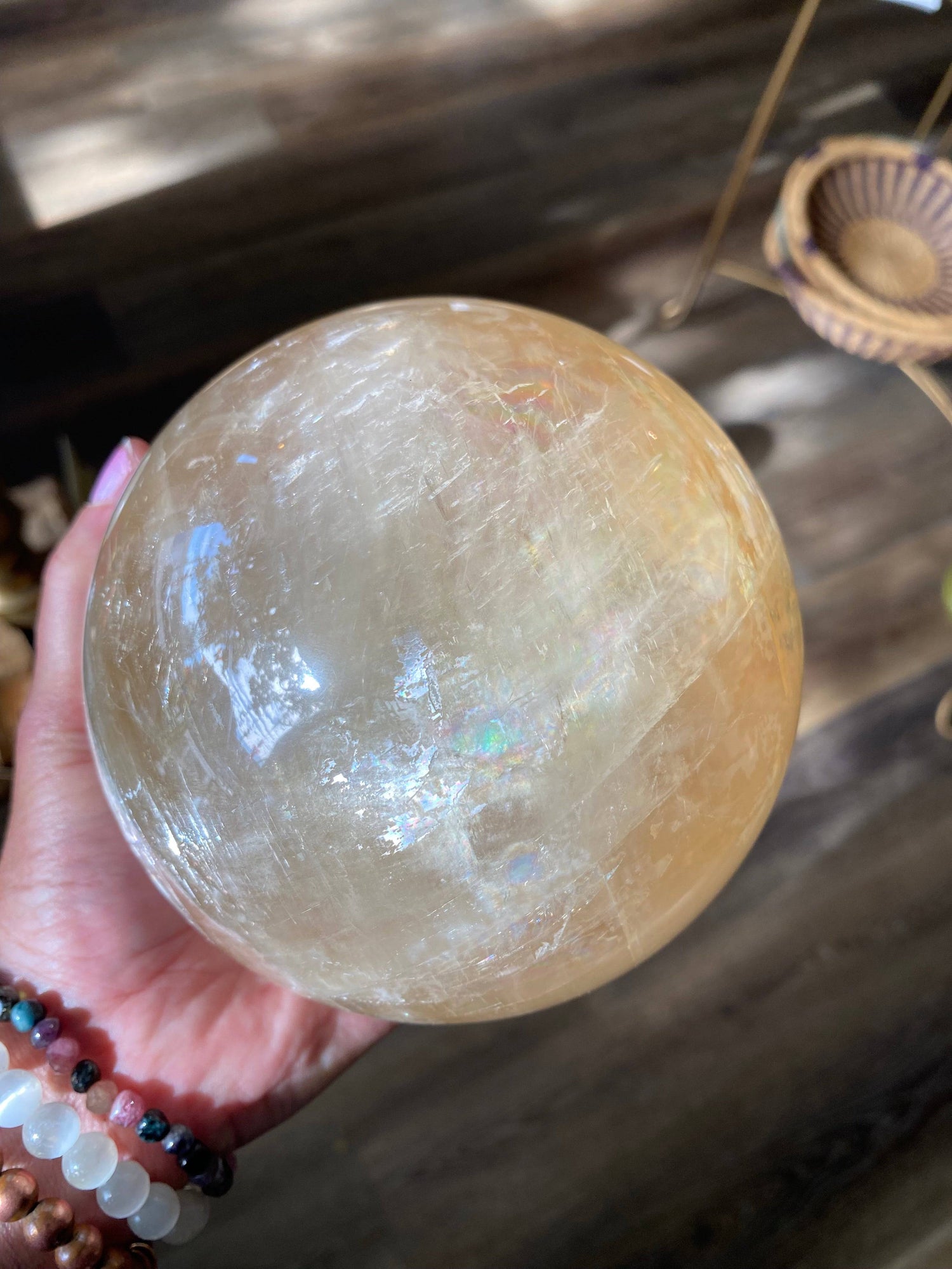 Large Optical Calcite Sphere 6.38 lbs - Moon Room Shop and Wellness