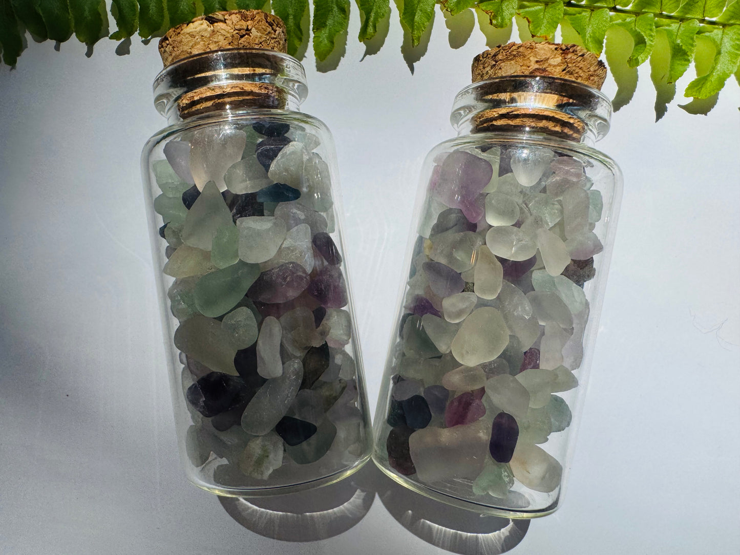 Rainbow Fluorite Gem Chip 25 ml Glass Jar - Moon Room Shop and Wellness