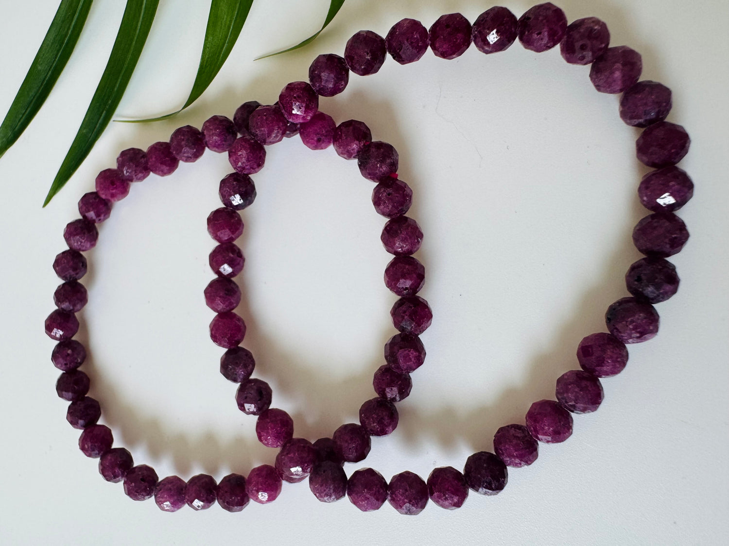 Ruby Faceted Stretch Bracelet 6mm - Moon Room Shop and Wellness