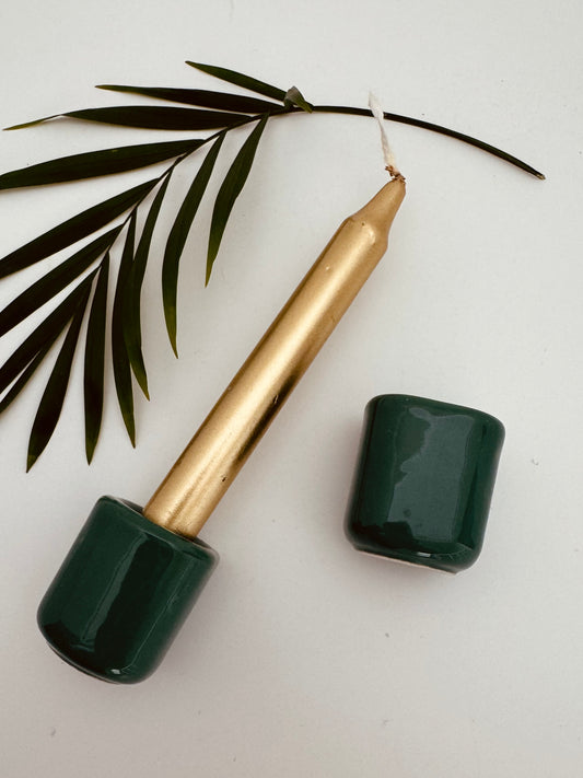 Ceramic Chime Candle Holder- Green - Moon Room Shop and Wellness