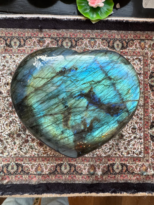 Labradorite Heart Great Flash 2.1 lb Madagascar