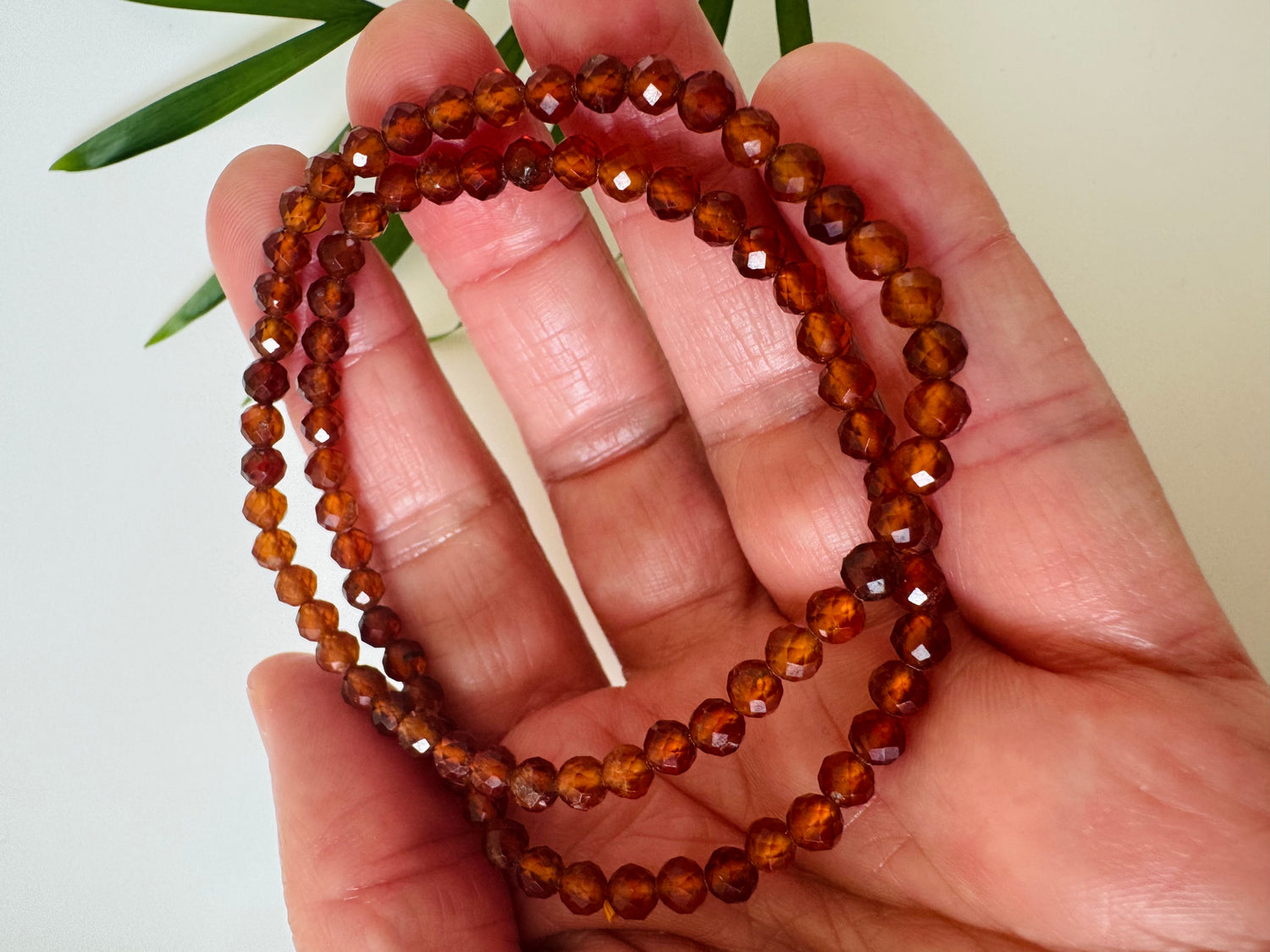 Hessonite Garnet Faceted Stretch Bracelet 4mm - Moon Room Shop and Wellness