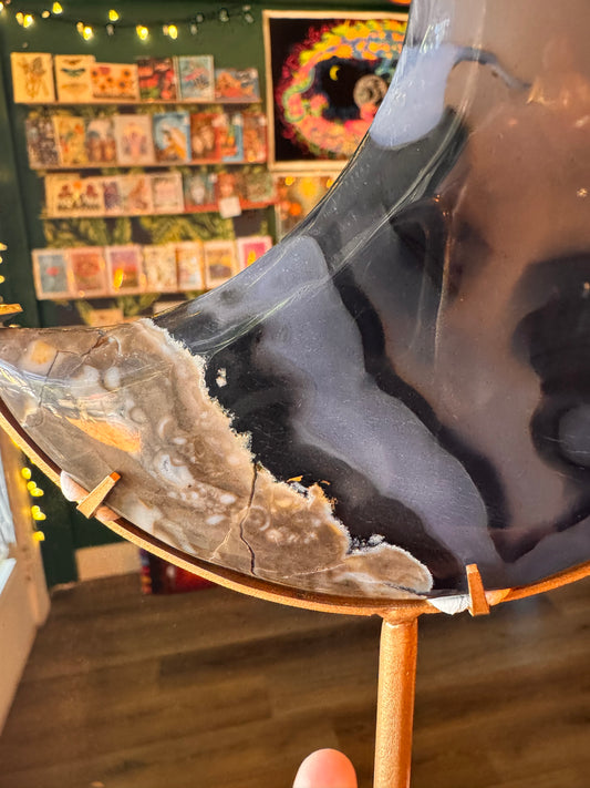 Volcano Agate Crescent Moon w Stand #1