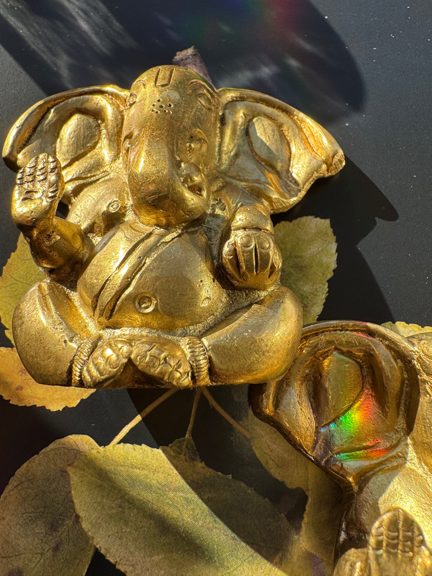 Ganesh Statue Brass Large 2.8 x 2.5 in - Moon Room Shop and Wellness