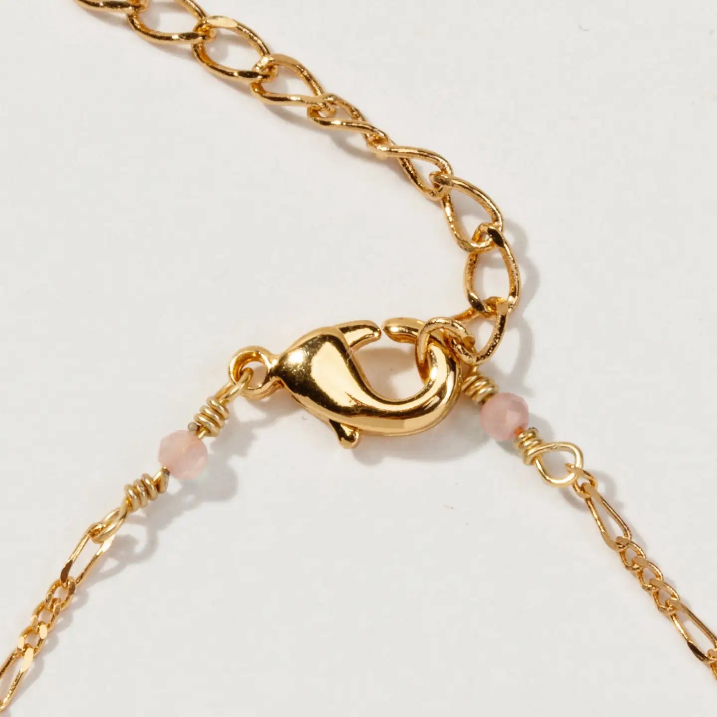 Peach Moonstone Triangle Dainty  Necklace in Gold Plated Brass - Moon Room Shop and Wellness