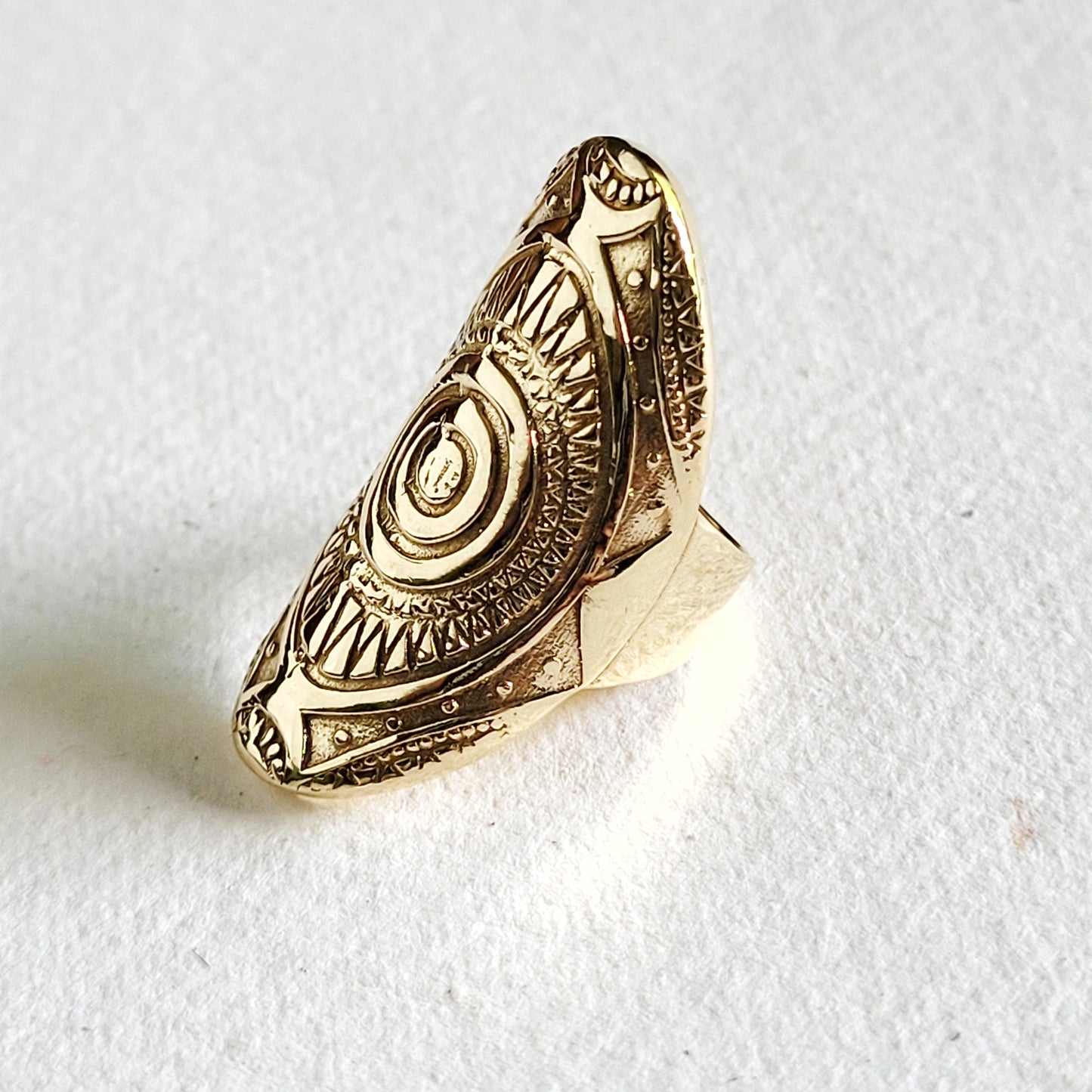 Brass Ornate Sun Band Ring Handcrafted Tribal Ethnic - Moon Room Shop and Wellness