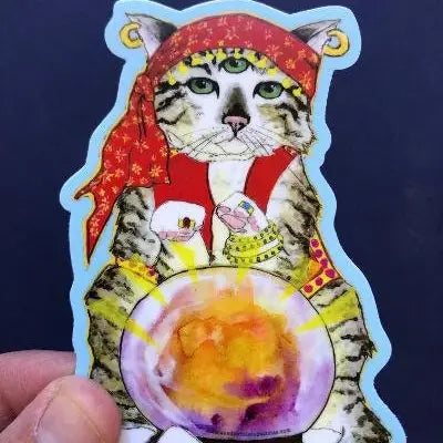 Psychic Cat Sticker - Moon Room Shop and Wellness