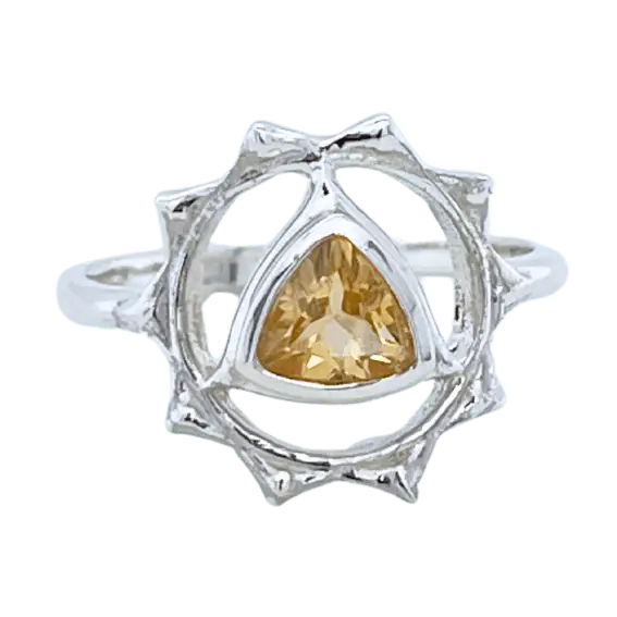 Citrine Solar Plexus Chakra Prosperity Sterling Silver Ring Size 8 - Moon Room Shop and Wellness
