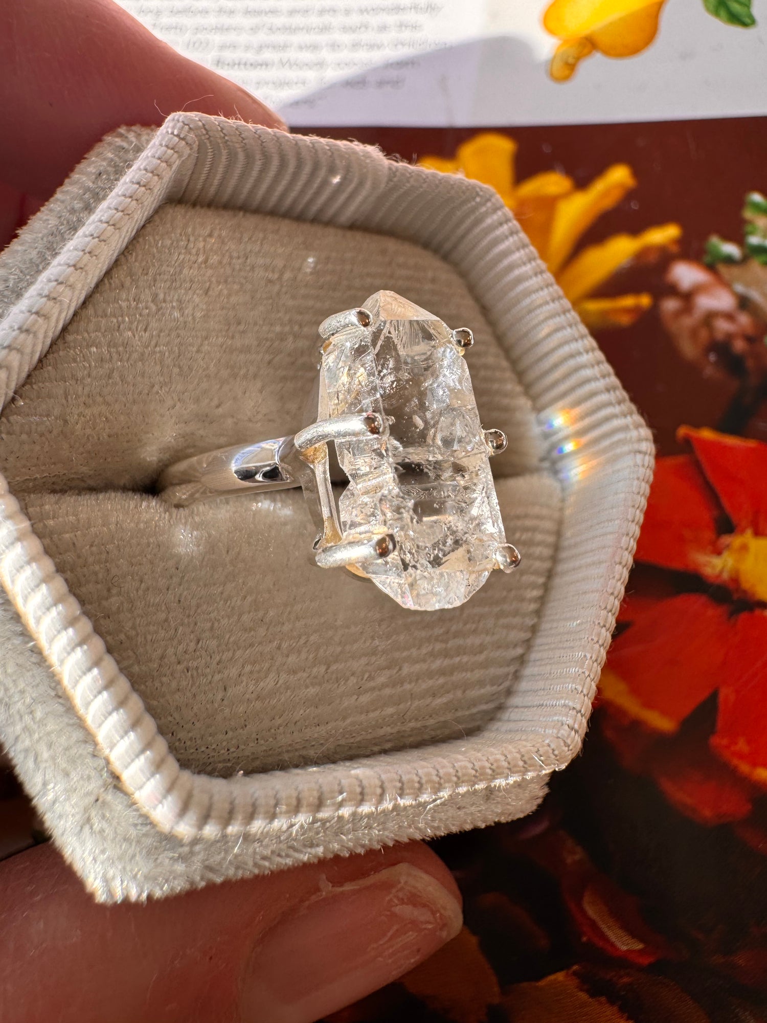 Herkimer Diamond Brilliant Sterling Silver Ring Size 7 - Moon Room Shop and Wellness