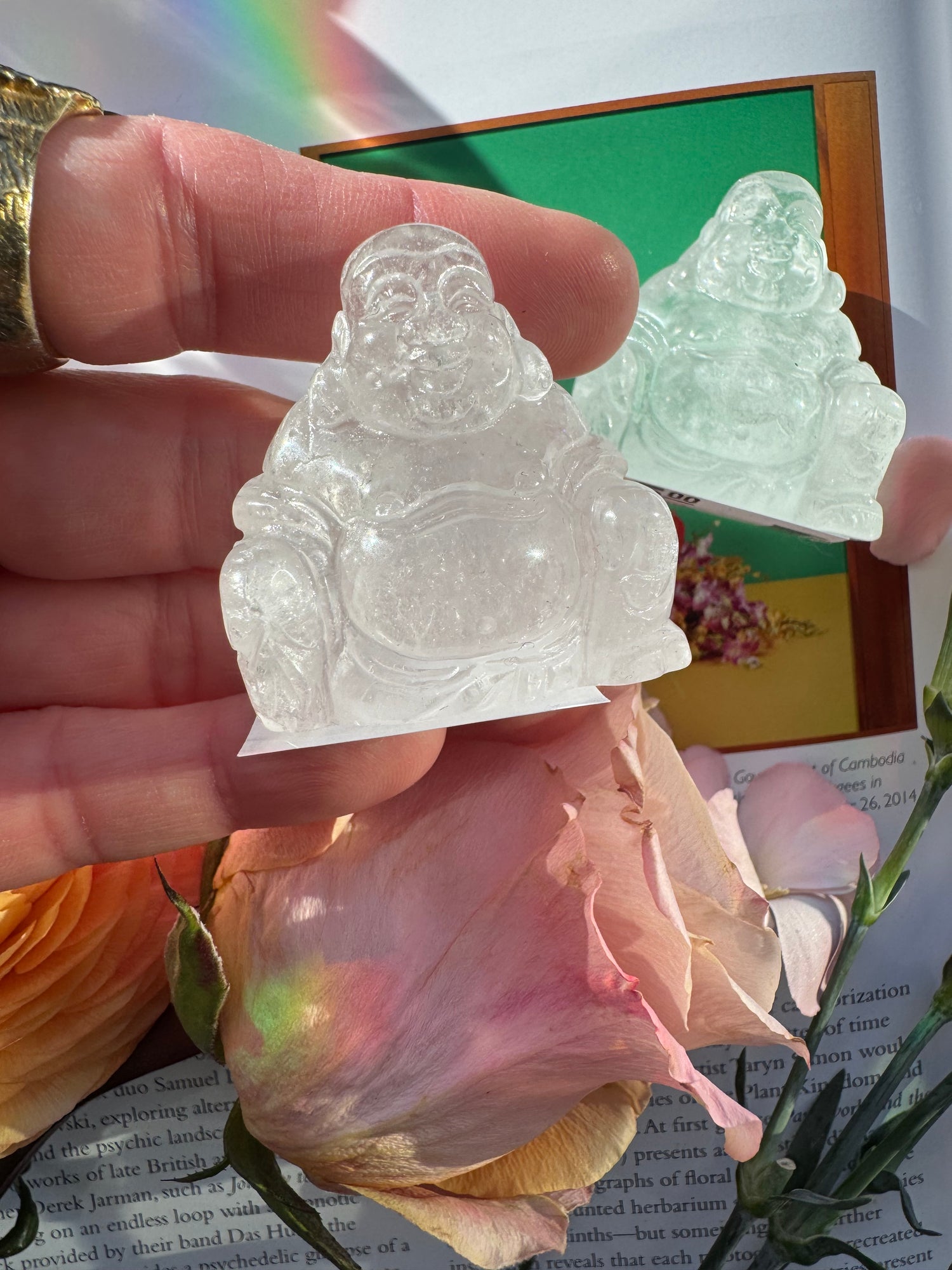 Clear Quartz Hand Carved Buddha 1.25-1.5" - Moon Room Shop and Wellness