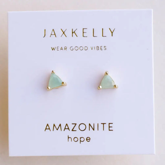 Amazonite - Earring Studs 18 kt gold plated brass