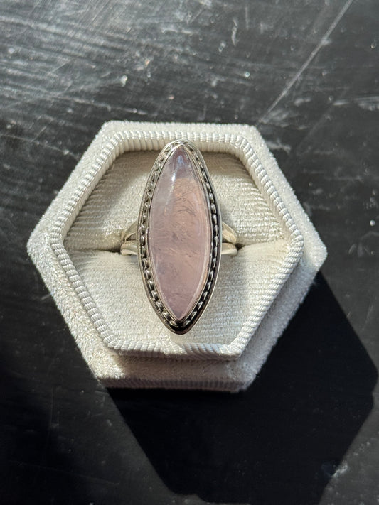 Rose Quartz Sterling Silver Ring Size 7 - Moon Room Shop and Wellness