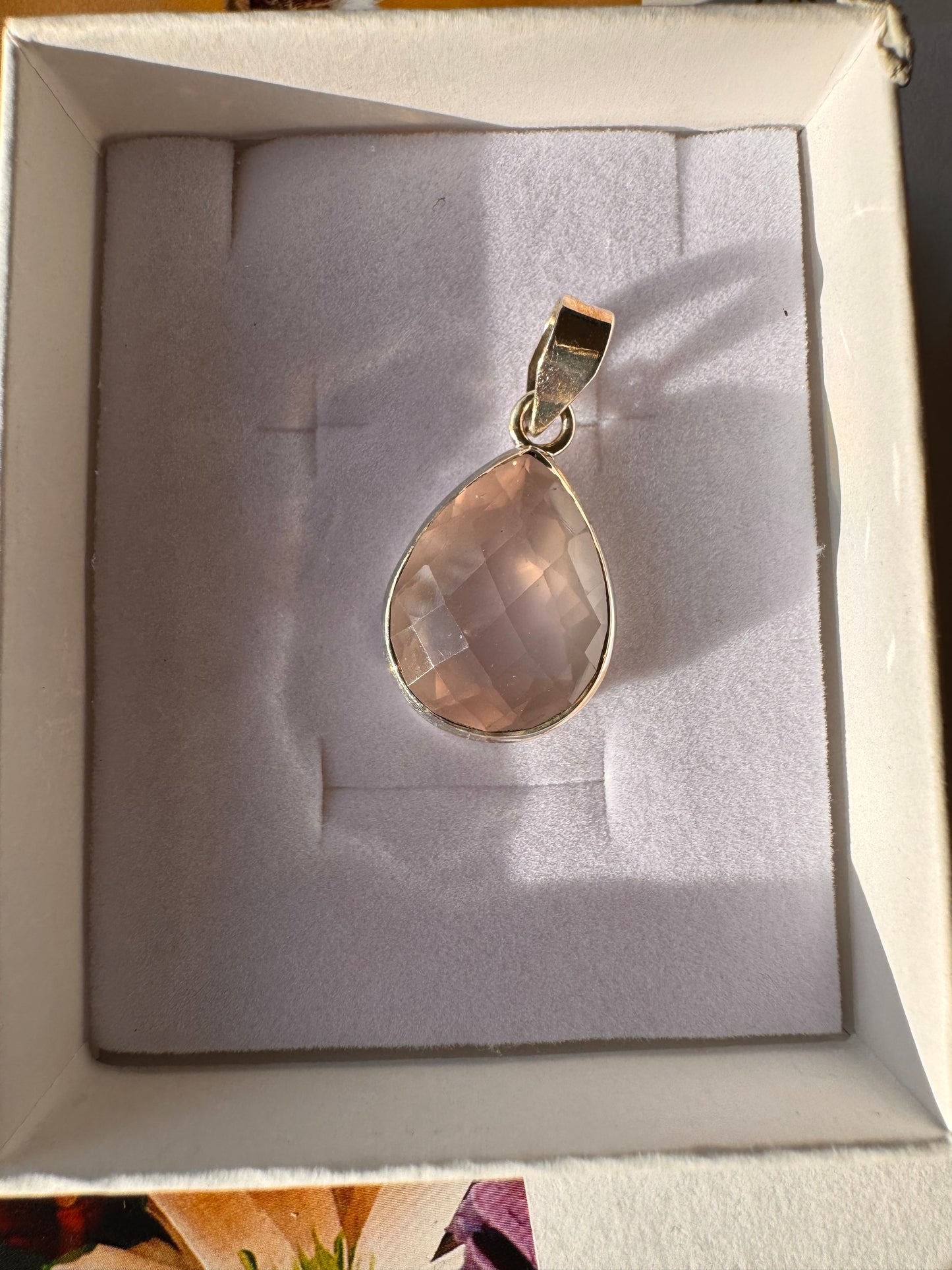 Rose Quartz Faceted Sterling Silver Pendant & Chain - Moon Room Shop and Wellness