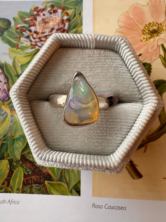 Opal-Rough- Sterling Silver Ring Size 7 - Moon Room Shop and Wellness
