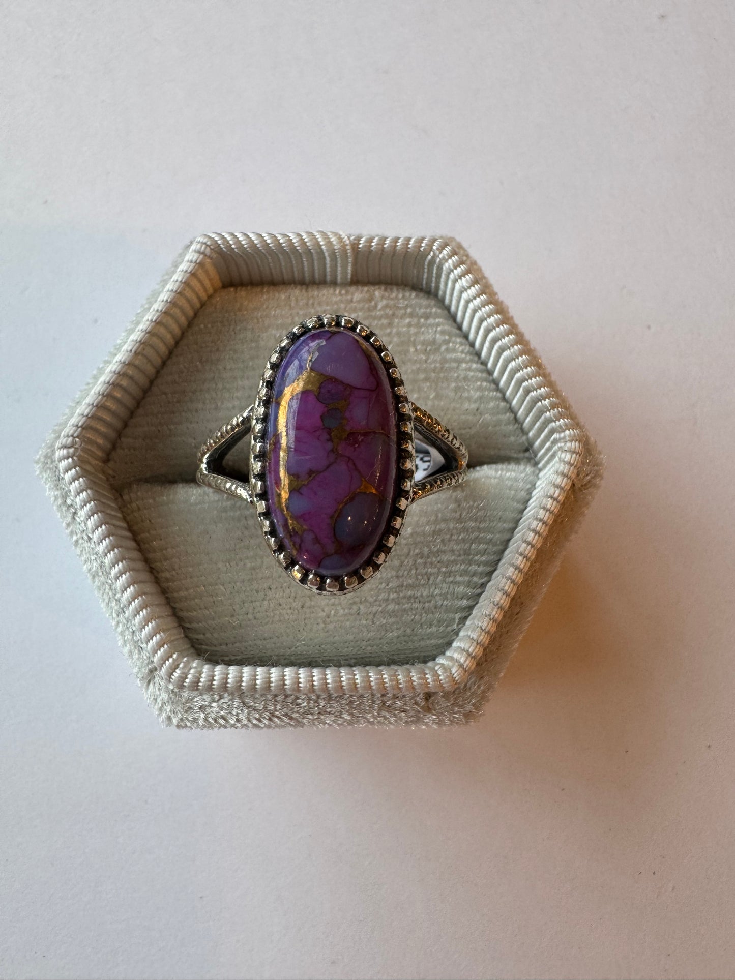 Purple Copper Turquoise Sterling Silver Ring Size 9 - Moon Room Shop and Wellness