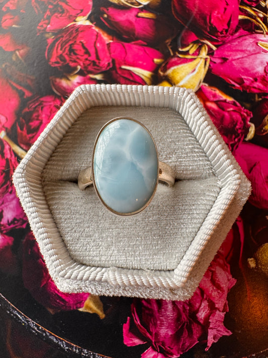 Larimar Sterling Silver Adjustable 5-6 Ring - Moon Room Shop and Wellness