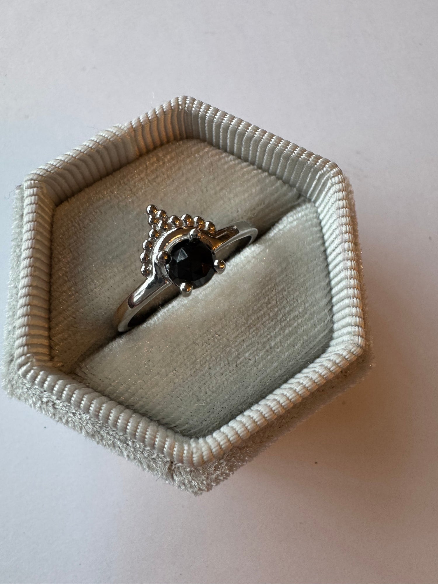 Black Tourmaline Crown Sterling Silver Ring Size 7,8,9 - Moon Room Shop and Wellness