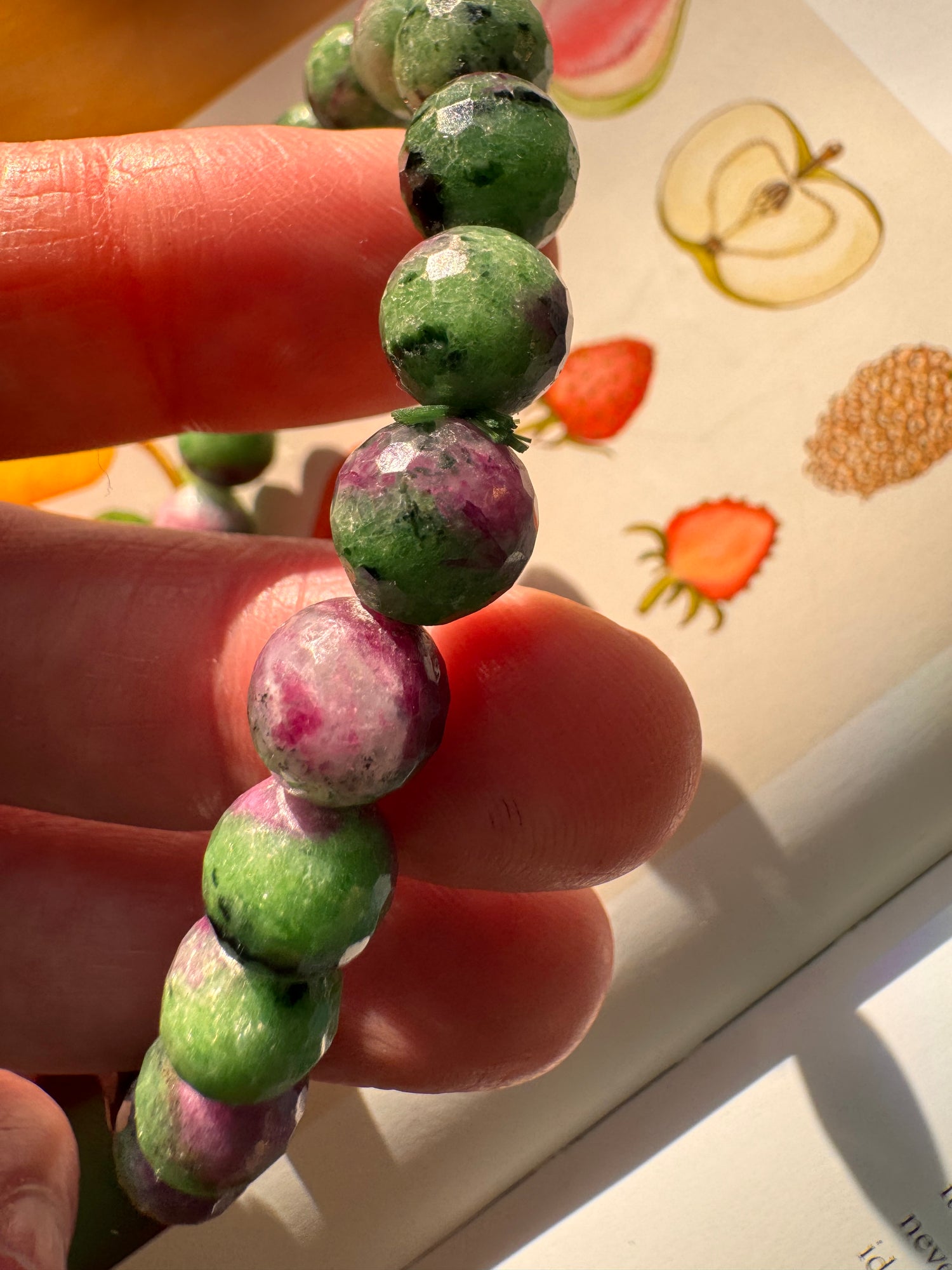 Ruby Zoisite 7 inch Stretch Bracelet 8 mm UV reactive - Moon Room Shop and Wellness