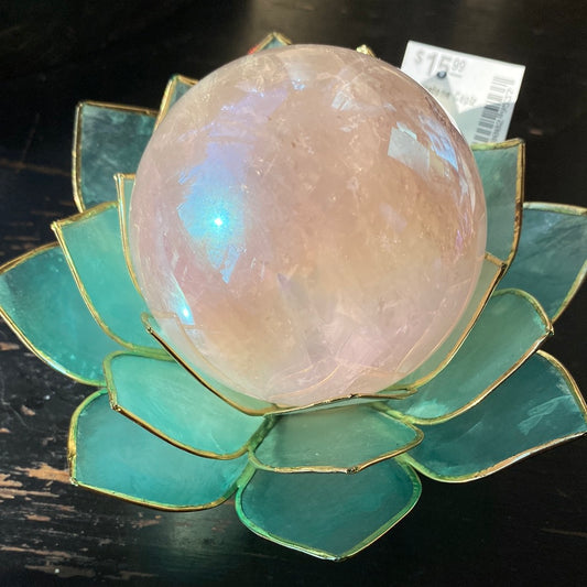 Angel Aura Rose Quartz Sphere 528 g (heat treated) - Moon Room Shop and Wellness