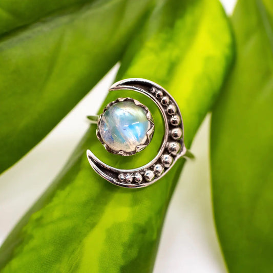 Moonstone Full Moon  Sterling Silver Ring Sizes 6,7,9 - Moon Room Shop and Wellness