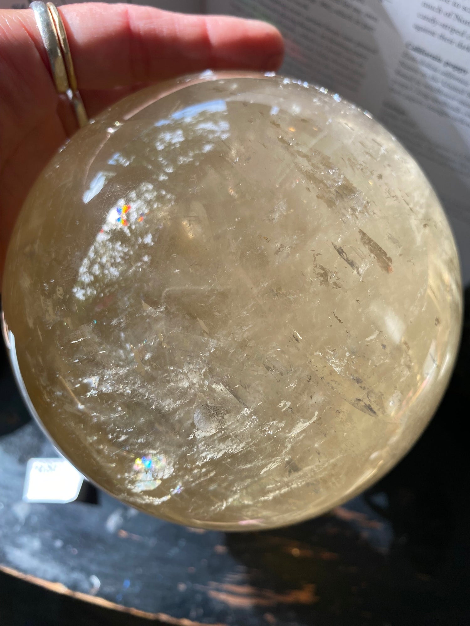 Large Optical Calcite Sphere with Stand 6.38 lbs - Moon Room Shop and Wellness