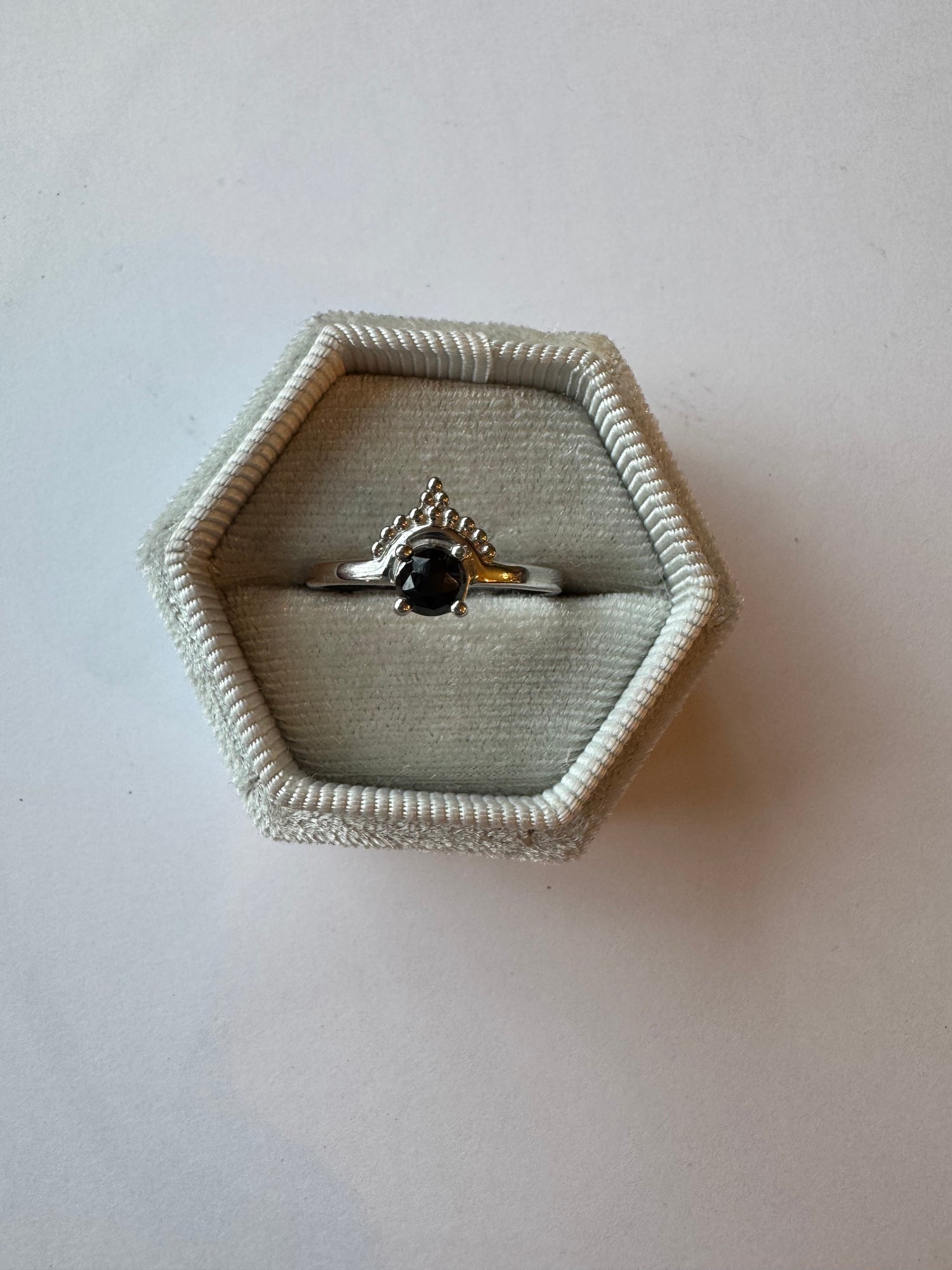 Black Tourmaline Crown Sterling Silver Ring Size 7,8,9 - Moon Room Shop and Wellness